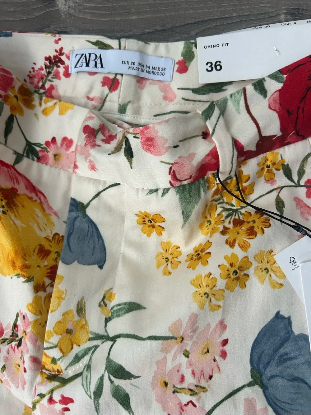 Zara Floral Straight Leg Trousers Cream Multicolor  (NWT) - Picture 3 of 3